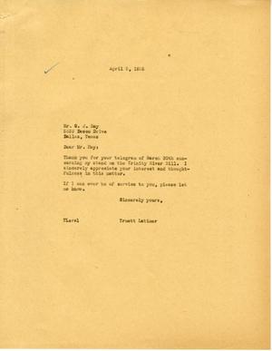[Letter from Truett Latimer to S. J. Hay, April 5, 1955]