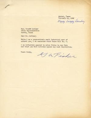 [Letter from G. A. Fisher to Truett Latimer, February 10, 1955]