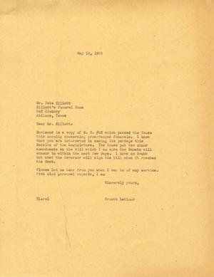 [Letter from Truett Latimer to Pete Elliot, May 18, 1955]