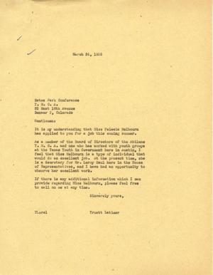 [Letter from Truett Latimer to Estes Park Conference, March 24, 1955]