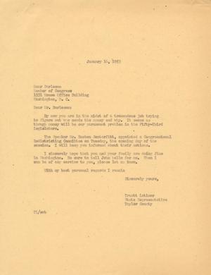 [Letter from Omar Burleson to Truett Latimer, Januart 16, 1955]