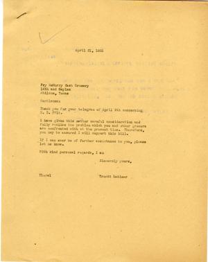 [Letter from Truett Latimer to Fry McMurry Cash Grocery, April 21, 1955]