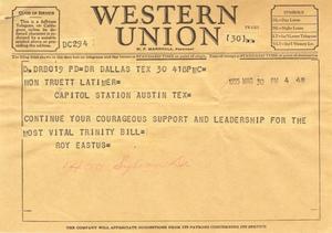 [Letter from Roy Eastus to Truett Latimer, March 30, 1955]