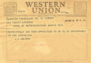 [Letter from J. B. Dalton to Truett Latimer, March 18,1955]