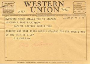 [Letter from O. B. English to Truett Latimer, March 30, 1955]
