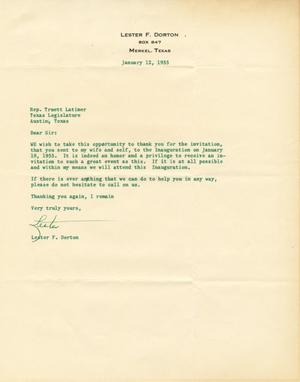 [Letter from Lester F. Dorton to Truett Latimer, January 12, 1955]
