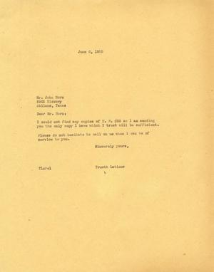 [Letter from Truett Latimer to John Horn, June 6, 1955]