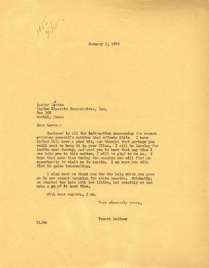 [Letter from Truett Latimer to Lester Dorton, January 3, 1955]