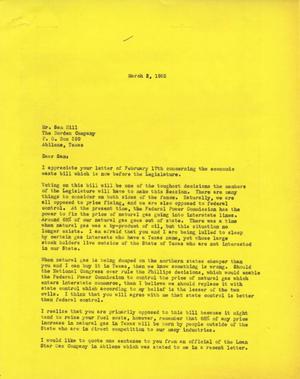 [Letter from Truett Latimer to Sam Hill, March 2, 1955]