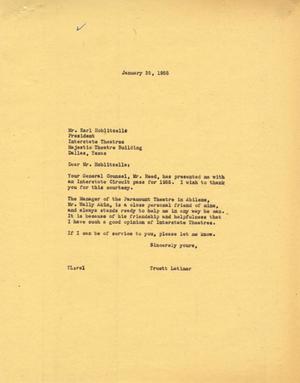 [Letter from Truett Latimer to Karl Hoblitzelle, January 25, 1955]