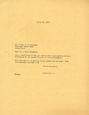 [Letter from Truett Latimer to Mr. and Mrs. B. C. Drinkard, March 29, 1955]