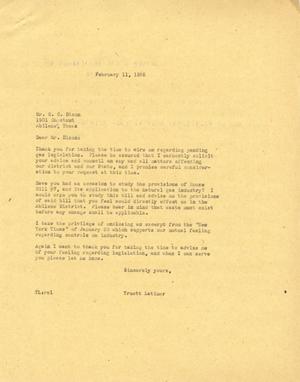 [Letter from Truett Latimer to C. C. Dixon, February 11, 1955]