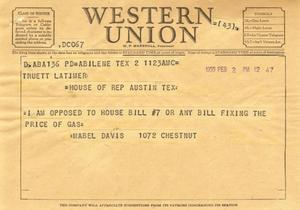 [Letter from Mabel Davis to Truett Latimer, February 2, 1955]