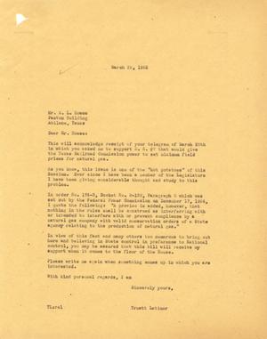 [Letter from Truett Latimer to G. L. Howse, March 29, 1955]
