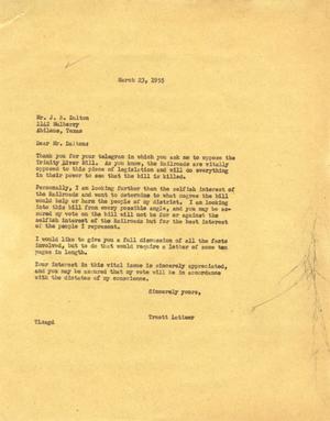 [Letter from Truett Latimer to J. B. Dalton, March 23, 1955]