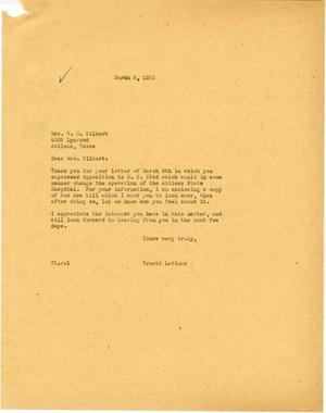 [Letter from Truett Latimer to Mrs. W. H. Gilbert, March 9, 1955]