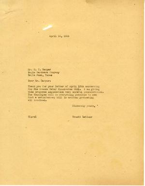 [Letter from Truett Latimer to H. T. Harper, April 14, 1955]