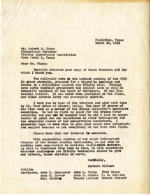 [Letter from Herbert Hilburn to Robert N. Tharp, March 30, 1955]