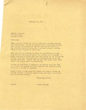 [Letter from Truett Latimer to Economy Cleaners , February 11, 1955]
