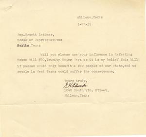 [Letter from J. H. Edwards to Truett Latimer, March 22, 1955]