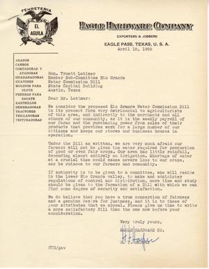 [Letter from H. T. Harper to Truett Latimer, April 12, 1955]