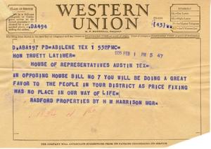 [Letter from H. M. Harrison to Truett Latimer, February 1, 1955]
