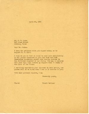 [Letter from Truett Latimer to J. W. Guinn, April 26, 1955]