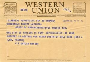 [Letter from C. E. Gatlin to Truett Latimer, March 30, 1955]