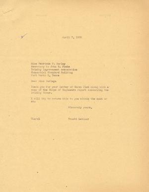 [Letter from Truett Latimer to Patricia P. Burley, April 7, 1955]