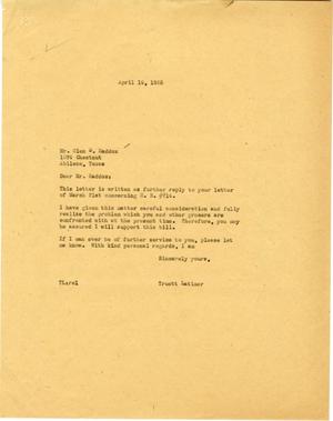 [Letter from Truett Latimer to Glen D. Haddox, April 19, 1955]