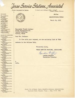 [Letter from Gordon Griffin to Truett Latimer, March 10, 1955]