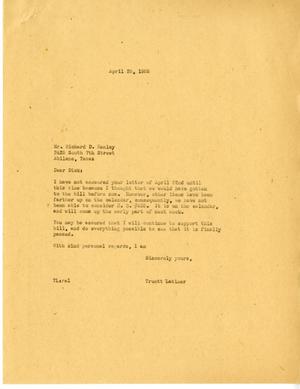 [Letter from Truett Latimer to Richard D. Henley, April 29, 1955]