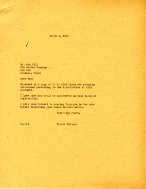 [Letter from Sam Hill to Truett Latimer, March 8, 1955]