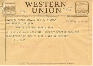 [Letter from S. J. Hay to Truett Latimer, March 30, 1955]