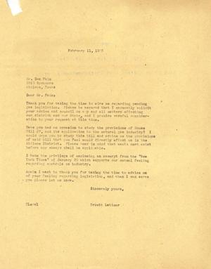 [Letter from Truett Latimer to Don Fain, February 11, 1955]
