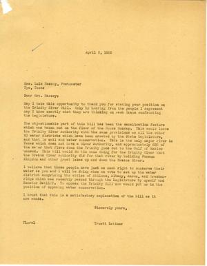 [Letter from Truett Latimer to Mrs. Lula Hassey, April 6, 1955]