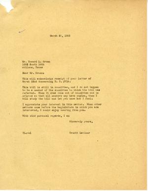 [Letter from Truett Latimer to Howard L. Green, March 25, 1955]