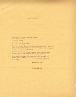 [Letter from Truett Latimer to Mr. and Mrs. Robert Wheeler Dixon, June 6, 1955]