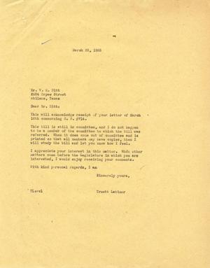 [Letter from Truett Latimer to V. M. Hitt, March 23, 1955]