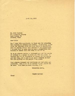 [Letter from Truett Latimer to Bill Gamblin, April 12, 1955]