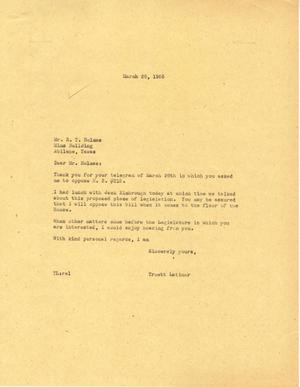 [Letter from Truett Latimer to R. T. Holmes, March 28, 1955]