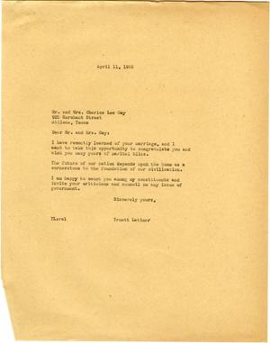 [Letter from Truett Latimer to Mr. and Mrs. Charles Lee Gay, April 11, 1955]