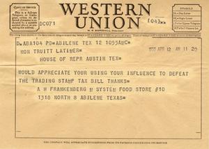 [Letter from A. H. Frankenberg to Truett Latimer, April 12, 1955]