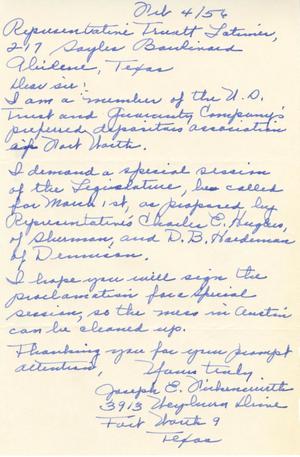 [Letter from Joseph E. Finkenwirth to Truett Latimer, February 4, 1956]