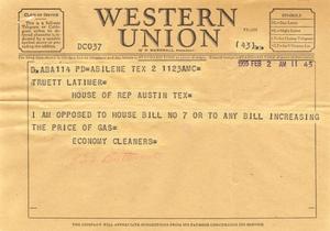 [Letter from Economy Cleaners to Truett Latimer, February 2, 1955]