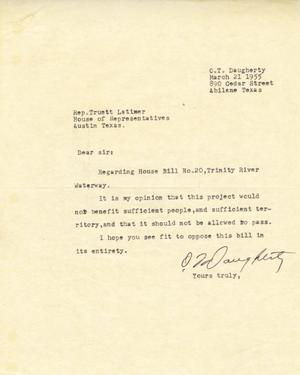 [Letter from O. T. Daugherty to Truett Latimer, March 21, 1955]