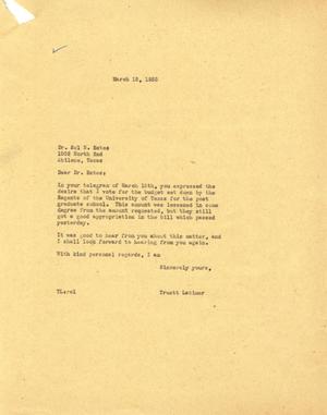 [Letter from Truett Latimer to Dr. Sol B. Estes, March 18, 1955]