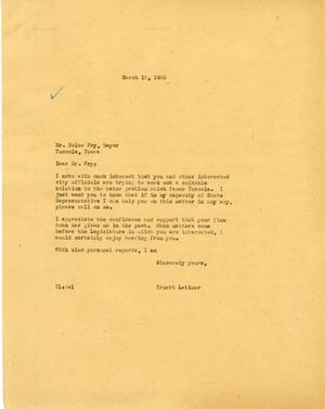 [Letter from Truett Latimer to Boles Fry, March 15, 1955]