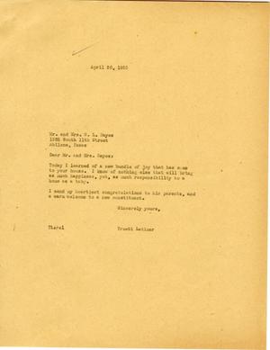 [Letter from Truett Latimer to Mr. and Mrs. W. L. Hayes, April 26, 1955]