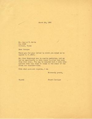 [Letter from Truett Latimer to George W. Ervin, March 29, 1955]